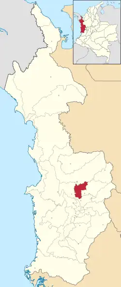 Location of the municipality and town of Atrato in the Chocó Department of Colombia.