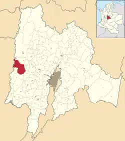 Location of the municipality and town inside Cundinamarca Department of Colombia
