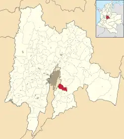 Location of the municipality and town inside Cundinamarca Department of Colombia