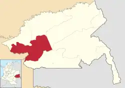 Location of the municipality and town of Morichal Nuevo in the Guainía Department of Colombia.