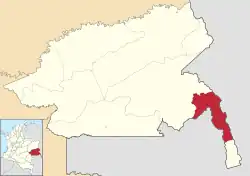 Location of the municipality and town of San Felipe, Guainía in the Guainía Department of Colombia.