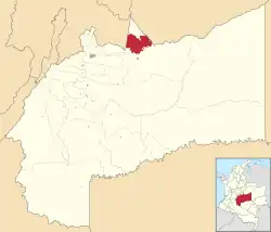 Location of the municipality and town of Cabuyaro in the Meta Department of Colombia.