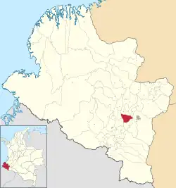 Location of the vereda of Cajabamba in the Nariño Department of Colombia.