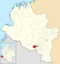 Location of the municipality and town of Guachucal in the Nariño Department of Colombia.