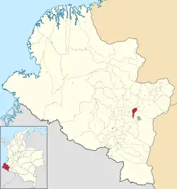 Location of the municipality and town of Nariño, Nariño in the Nariño Department of Colombia.