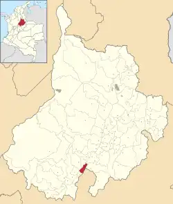 Location of the municipality and town of San Benito, Santander in the Santander  Department of Colombia.