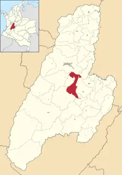 Location of the municipality and town of San Luis, Tolima in the Tolima Department of Colombia.