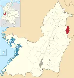 Location of the municipality and town of Caicedonia in the Valle del Cauca Department of Colombia.