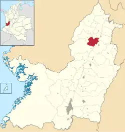 Location of the municipality and town of Roldanillo in the Valle del Cauca Department of Colombia.