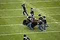Ralphie IV running at Colorado's first win of the 2006 season, and head coach Dan Hawkins' first win at Colorado on October 14, 2006 against the Texas Tech Red Raiders. Notice the "BEAT TECH" on Ralphie's outfit.