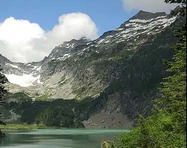 Monte Cristo Peak with Kyes Peak to the right from Blanca Lake