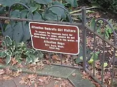 Signage near the fountain, 2018