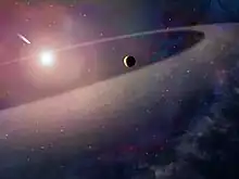 Artist's impression of an exocomet falling into white dwarf WD 1425+540.