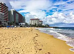 Condado Beach with La Concha and Vanderbilt hotels.