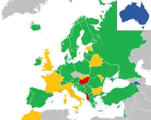 A coloured map of the countries of Europe