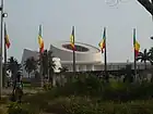 Beninese flags waving outside the Congress Palace of Cotonou (2009)