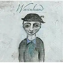 A charcoal drawing of a figure wearing a hat.  The title appears above the figure in blue.