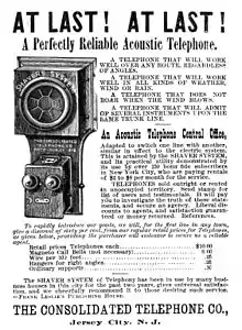 Image 18Acoustic telephone ad, The Consolidated Telephone Co., Jersey City, New Jersey, 1886