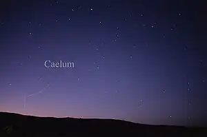 Image of the constellation Caelum, showing the pattern of its stars as seen in the night sky