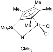 A constrained geometry organotitanium complex