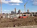 April 7, 2014, soon after the demolition of the Metrodome, pit dig, and start of construction