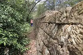 Convict-built stone embankment, St Alban's Road Ramp, Great North Road, NSW.