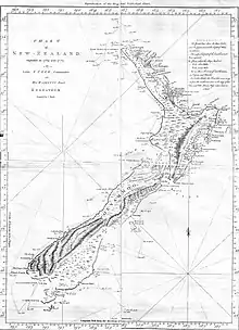 An engraving of a sketched coastline on white background