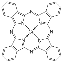 Copper phthalocyanine, one of the most pervasive synthetic pigments.