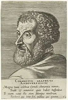 Portrait of Cornelius Grapheus engraved by Philip Galle (1572)