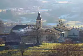 The church and surroundings in Cornod