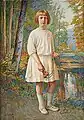 Young Girl with a Skipping Rope on a Park Background, oil on canvas