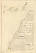 Map detailing the coast of Río de Oro (part of Spanish Sahara colony) in 1896.