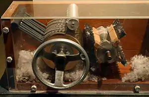 A model of a 19th-century cotton gin on display at the Eli Whitney Museum in Hamden, Connecticut