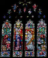 East window, S.John, Coventry, Warwickshire, a late large commission: upper half - Annunciation