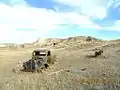 Abandoned truck and farm equipment, Homestead on Bull Creek Bottoms, Montana