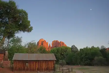 Cathedral Rock over the old mill at Crescent Moon picnic area