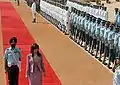 Argentinian President Cristina Fernández de Kirchner receiving guard of honour in 2009.