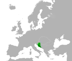 Kingdom of Croatia and Dalmatia (dark green) in 1260