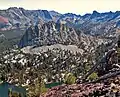 Crystal Crag seen from the Mammoth Crest trail. Herlihy Peak visible in upper left corner.