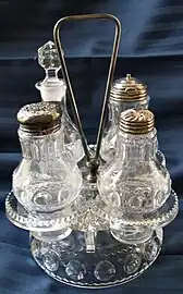 A crystal cruet set, c.1930s/40s