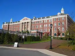 A four-story Neocolonial brick building