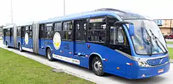 Image 254Curitiba Neobus bodied bi-articulated Volvo B12M running with 100% biofuel. At 28 metres, it is one of the world's longest buses. Each section features train-like doors for rapid exchange of people. (from Bi-articulated bus)