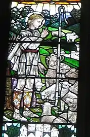 Cuthmann the shepherd from a window in the south aisle of St Andrew's, Steyning