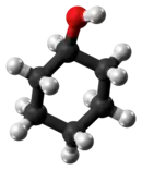 Ball-and-stick model of the cyclohexanol molecule