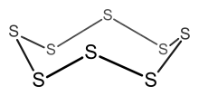 Cyclo-octasulfur, an 8-membered inorganic cyclic compound (non-aromatic).