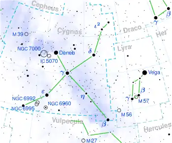 Map of the constellation Cygnus