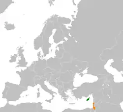 Map indicating locations of Cyprus  and Israel