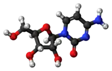 Ball-and-stick model of the cytidine molecule