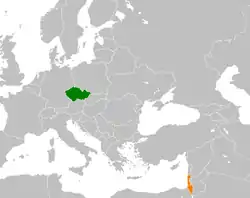 Map indicating locations of Czech Republic and Israel