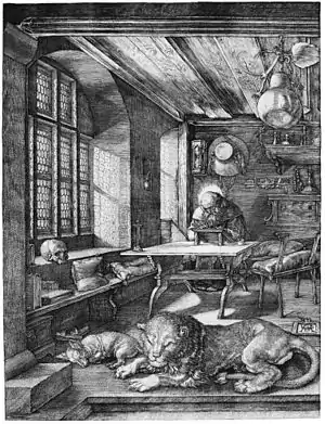 Albrecht Dürer, St Jerome in his study. Albrecht Dürer was a German painter and printmaker. (1514)